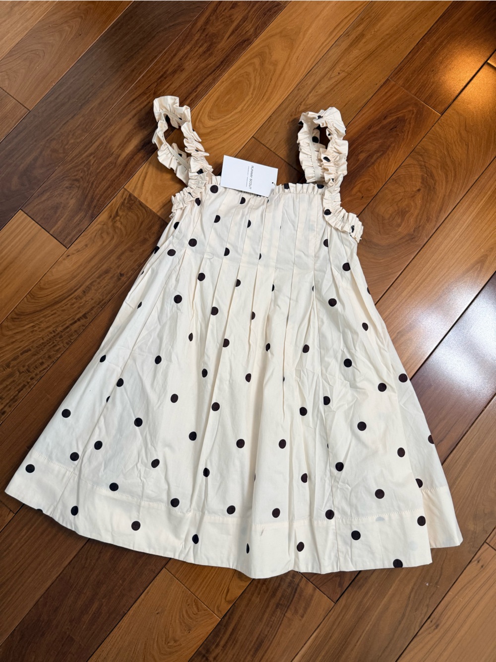 Cream Polka Dot Ruffled-Strap Mini Dress